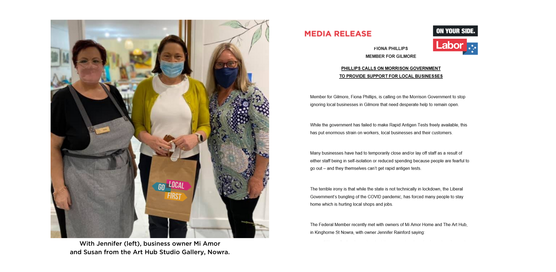 Media Release | Phillips calls on Morrison Government to provide support for local businesses Main Image